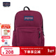 JANSPORT杰斯伯雙肩包女學(xué)生旅行包26L旅行輕便透氣書(shū)包男背包 4QUT04S 深紫酒紅-側邊袋