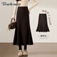 塔馳密司（touchmiss）氣質(zhì)修身毛呢半身裙女2026秋冬新款高腰顯瘦時(shí)尚中長(cháng)款魚(yú)尾裙 咖啡色 S