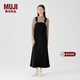 MUJI女式 燈芯絨 背帶裙中長(cháng)款連衣裙半身裙女秋款裙子美拉德BE10CC3A 黑色 M （160/66A）