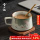 兮元記哥窯手繪荷花咖啡杯子高檔精致拿鐵杯女士個(gè)人專(zhuān)用下午茶杯 哥窯手繪荷花咖啡杯+碟+勺