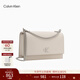 Calvin Klein【新年禮物】通勤單肩包荔枝紋包包金屬搭扣鏈條翻蓋CK女包斜挎包