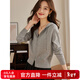 熙世界拉鏈針織開(kāi)衫外搭2025春季新款女裝小個(gè)子短款連帽毛衣外套 花灰色 S