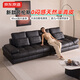 京東京造家具勞倫斯半青皮沙發(fā) 靠包扶手可調節客廳大戶(hù)型直排沙發(fā)3.1m黑