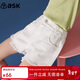 ASK JUNIOR女童褲子2025夏薄款兒童褲腳毛邊休閑牛仔短褲潮 白色 160