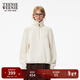 Teenie Weenie小熊秋季時(shí)髦拼接衛衣學(xué)院風(fēng)休閑風(fēng)Polo領(lǐng)半開(kāi)襟上衣 象牙白 M (165)