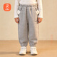 貝瑞加（Babyprints）兒童褲子秋冬加絨寶寶衛褲女童休閑束口褲保暖絨里長(cháng)褲 灰120