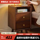 家逸 實(shí)木床頭柜現代簡(jiǎn)約床邊柜臥室床邊柜子收納儲物柜 銅素胡桃色