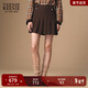 Teenie Weenie小熊女裝半身裙秋冬季氣質(zhì)學(xué)院風(fēng)簡(jiǎn)約刺繡百褶裙短裙 棕色 M