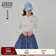 Teenie Weenie小熊女裝長(cháng)袖T恤2025秋季新款半開(kāi)襟溫柔時(shí)尚打底衫 象牙白 M