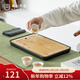 南山先生 茶具家用泡茶盤(pán)功夫茶具干泡盤(pán)儲水盤(pán)茶托盤(pán)茶具盤(pán)黑陶茶盤(pán) 黑陶茶盤(pán)長(cháng)方形大號