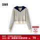 森馬（Semir）針織開(kāi)衫女短款海軍領(lǐng)溫柔系春2025新款文藝寬松條紋衫少女感 白藍色調00318 L 165/88A