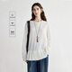 MSLAN花苞下擺寬松長(cháng)袖t恤女2026春季新款休閑簡(jiǎn)約白色圓領(lǐng)套頭上衣 本白 L