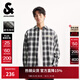 杰克·瓊斯（JACK&JONES）男裝25年秋季格子襯衫男純棉磨毛寬松潮流休閑穿搭長(cháng)袖襯衫薄外套 E43純黑色 常規 M