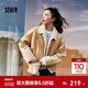 森馬（Semir）外套女冬季斜挎包分割仿麂皮仿羊羔毛2025新款巴恩風(fēng)翻領(lǐng)夾克 咖黃色調00353 M