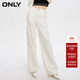 ONLY夏季休閑百搭水鉆高腰寬松直筒褲牛仔褲女|124132035 J2G 米白色 S (160) 64A