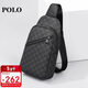 POLO胸包男士單肩包男運動(dòng)挎包休閑iPad包耐磨斜挎包手機包 深灰色