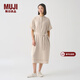 MUJI MUJI IDEE 女式 強捻短袖襯衫連衣裙女裝裙子夏季連身裙GAD12C4S 米白色 M (155/80A)