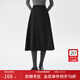 范思藍恩高腰A字半身裙女加厚中長(cháng)2024秋冬新款氣質(zhì)通勤14642 黑色 M