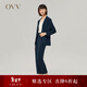 OVV秋冬熱賣(mài)女裝高彈針織通勤職業(yè)煙管褲套裝西褲 藏青A6 S