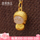 悠萊 黃金項鏈女小萌佛吊墜足金999玉佛金鑲玉墜和田玉吊墜佛頭鎖骨鏈 小萌佛+紅繩