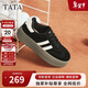 他她Tata復古板鞋女平底德訓鞋女款休閑鞋女 黑/白 37