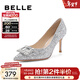 百麗（Belle）高跟鞋女細跟優(yōu)雅氣質(zhì)單鞋婚鞋BDAK9AQ4 銀色 37 (235mm)
