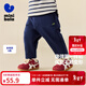 迷你巴拉巴拉【不易變形】男女童褲子兒童彈力長(cháng)褲針織錐形長(cháng)褲2025秋新款 牛仔深藍88301 100