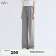 伊芙麗（eifini）【早八神褲】蔣欣代言品質(zhì)顯瘦拖地長(cháng)褲2025春季新款褲子小個(gè)版 淺灰 小個(gè)子版 S 80-105斤