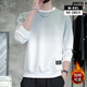 花花公子（PLAYBOY）漸變色衛衣加絨長(cháng)袖t恤男士春秋冬季打底衫寬松圓領(lǐng)上衣服男 白灰 常規 XL
