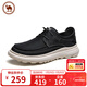 駱駝牌 軟底休閑布鞋一腳蹬男鞋套腳透氣防滑帆布鞋P15S046008黑色42