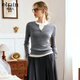 Olrain歐芮兒法式針織衫女裝秋季假兩件通勤上衣 灰色（第二批次） XL
