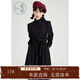 紫涵（ZIHAN）木耳邊連衣裙女中長(cháng)款立領(lǐng)大散擺裙子氣質(zhì)修身 黑色 M