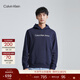 Calvin KleinJeans秋冬男女情侶中性k字母印花休閑通勤寬松抓絨連帽套頭衛衣 CHW-深海藍 XL