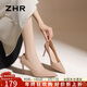 ZHR高跟鞋女優(yōu)雅氣質(zhì)單鞋子女通勤不累腳女鞋純欲高跟鞋BQ117裸粉36