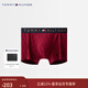 Tommy Hilfiger男裝經(jīng)典提花腰邊滿(mǎn)印柔軟舒適彈力貼身家居四角褲平角內褲 紅色印花09Z L
