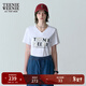 Teenie Weenie小熊女裝T恤夏寬松舒適簡(jiǎn)約休閑時(shí)尚個(gè)性V領(lǐng)短袖 白色 S