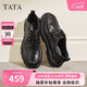 他她（TATA）2026春商場(chǎng)同款純色舒適百搭休閑皮鞋男 黑色 41