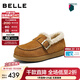 百麗（Belle）復古絨面勃肯鞋女2026春新商場(chǎng)同款加毛保暖休閑鞋F3W1DAM6 棕色 38 (240mm)