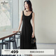 伊芙麗（eifini）【天鵝裙】伊芙麗U領(lǐng)蕾絲氣質(zhì)顯瘦黑色背心連衣裙女2025春季新款 黑色 S