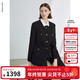 朗姿法式復古高級感氣質(zhì)肌理感短款外套秋新款時(shí)尚醋酸短外套 黑色 L