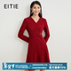 愛(ài)特愛(ài)（EITIE）新年紅品V領(lǐng)修身連衣裙呢子裙羊毛冬新款氣質(zhì)闊太太A字裙6807511 紅色60 L 165