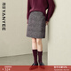 顏域格紋短款毛呢半身裙女2025冬季新款通勤優(yōu)雅直筒包臀呢子短裙 紅格 XL