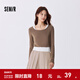 森馬長(cháng)袖T恤女短款上衣顯瘦純色背心2024秋季新款緊身兩件套氣質(zhì) 咖啡50800 L