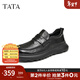 他她（TATA）商務(wù)休閑皮鞋男士一腳蹬真皮懶人鞋爸爸鞋2025冬TFE02DM4 黑色（單里） 39