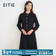 愛(ài)特愛(ài)（EITIE）木耳領(lǐng)假兩件收腰顯瘦連衣裙秋冬新款小香風(fēng)長(cháng)袖女裙C2507838 極簡(jiǎn)黑20 L
