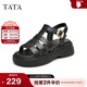 他她（TATA）休閑厚底豬籠鞋女鞋羅馬涼鞋沙灘涼鞋秋新款YEW01BL4 黑色 35