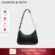 CHARLES&KEITH拉鏈簡(jiǎn)約通勤輕便鏈條腋下包生日禮物新年禮物送女友CK2-20271604 Noir黑色 S
