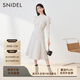 SNIDEL春秋氣質(zhì)半高領(lǐng)抽褶泡泡袖針織拼接連衣裙SWNO231108 粉米色 M （1）