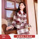 香影小香風(fēng)格子套裝裙女2025秋冬新款夾棉毛呢半身裙千金風(fēng)兩件套 紅色T844067 S