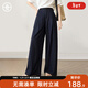 對白【AN大碼系列】復古仿牛仔闊腿褲夏季微胖mm梨形薄款直筒拖地褲子 藏青色 L 建議體重125-135